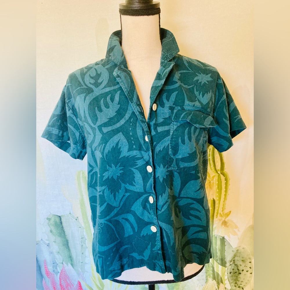 Madewell Teal Floral Button-Down Shirt